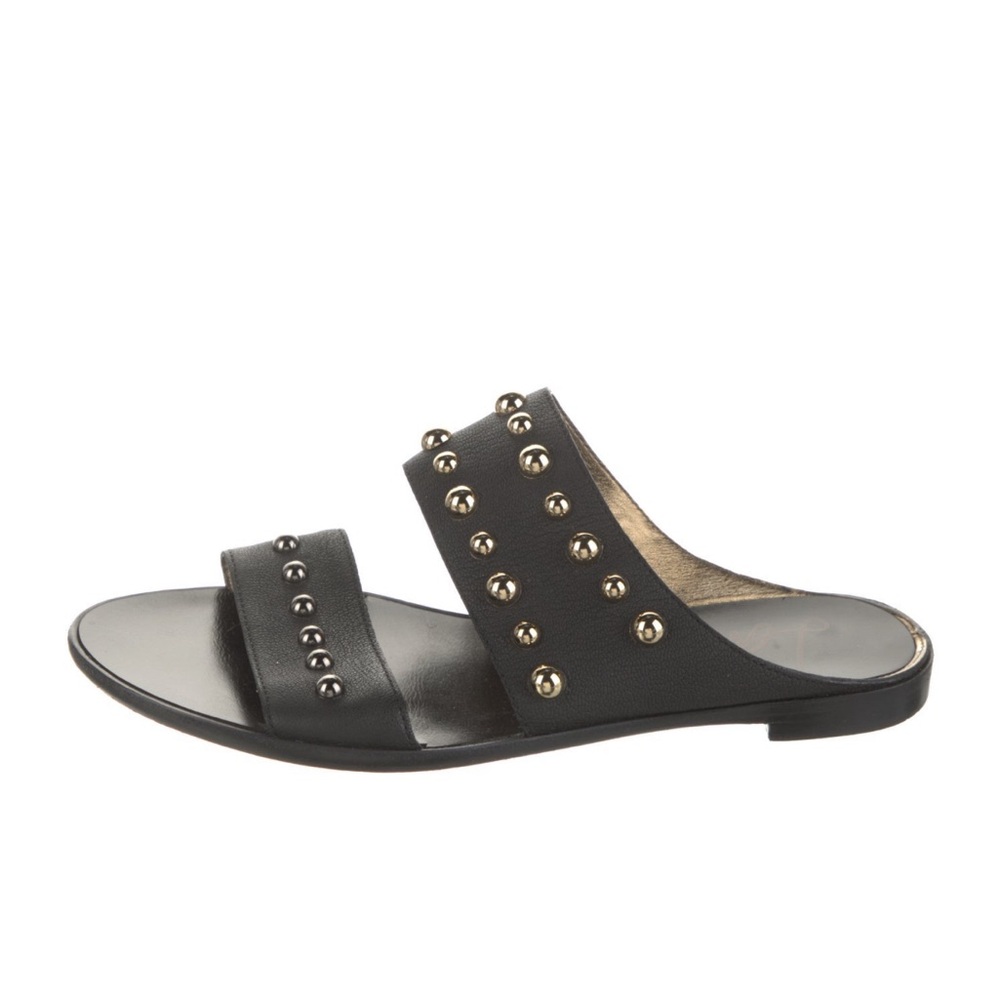 LANVIN Black Studded Women's Slide Sandals